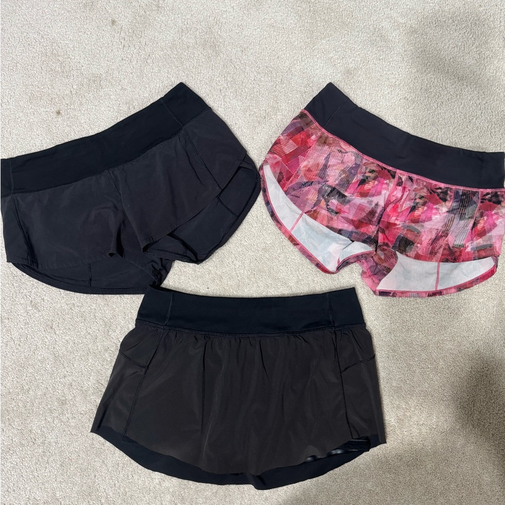 Lululemon Women’s Athletic Shorts - 2 Speed up & 1 skort, size 4